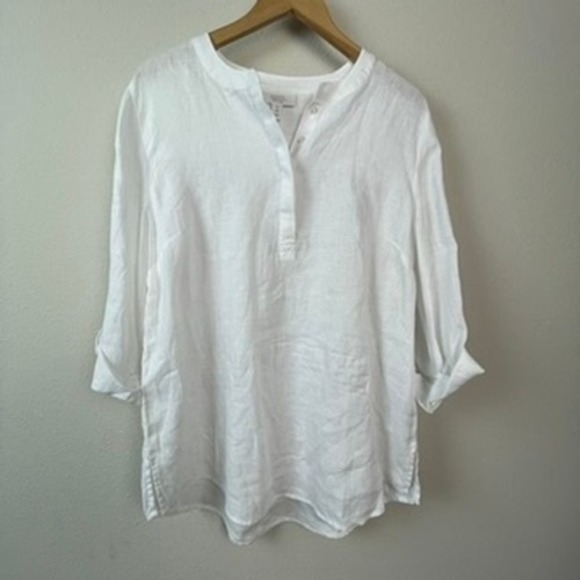 Charter Club Tops - Charter Club Luxury Linen Tunic Women XL White New Coastal Beach Resort